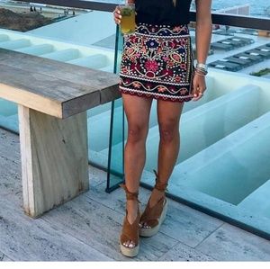 Goodnight Macaroon | Embroidered Mini Skirt